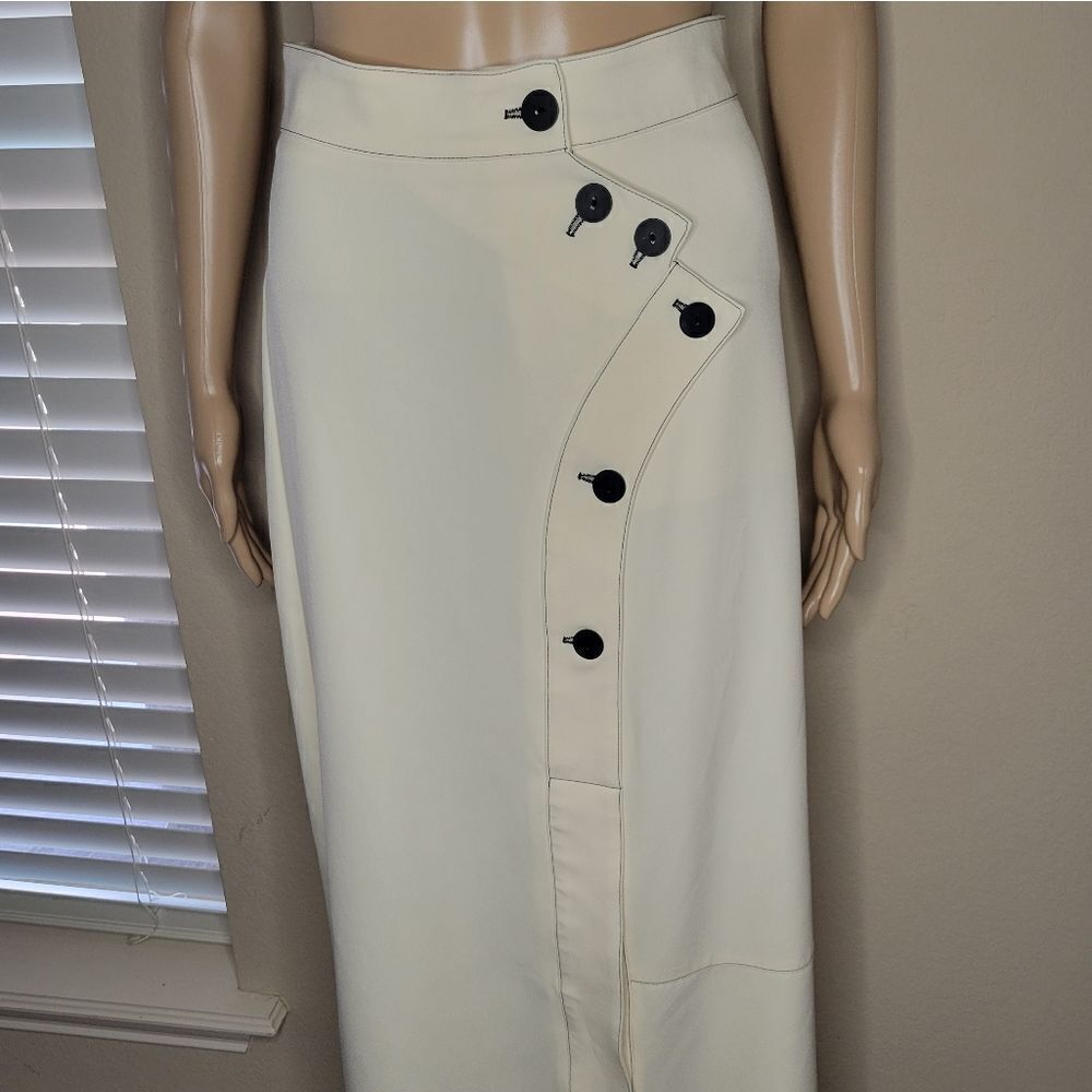 Pashmina Women's Long ivory Skirt Buttons A-LIne Career Maxi Workwear - Picture 11 of 16